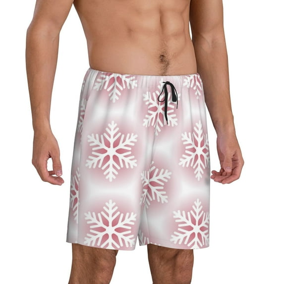 Daiia Christmas Snowflakes Mens Woven Stretch Pajama Short,Short Pajama Pants-Large