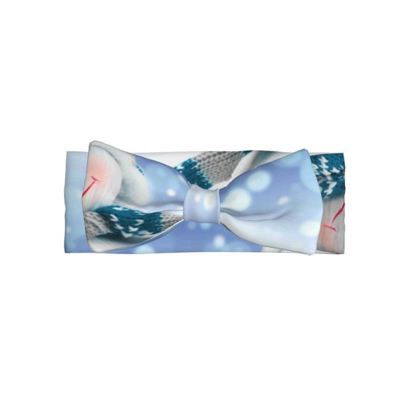 Daiia Christmas Snowman In The Snow Printed Handmade Baby Headbands Soft Stretchy Hair Bands with Bows for Newborn Infant Baby Toddler Girls