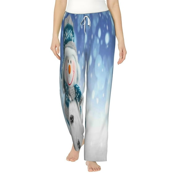 Daiia Christmas Snowman In The Snow Women's Sleep Pant with Pockets and Drawstring,Pajama Pants-X-Large