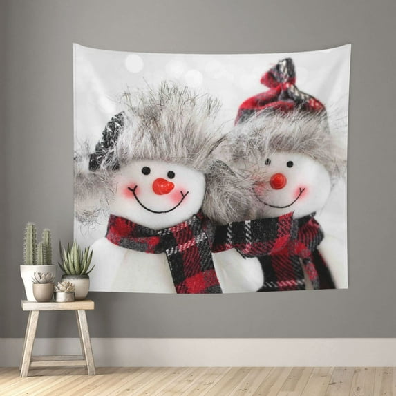 Daiia Christmas Snowman With Hat Pattern Tapestry 60x51 Inches Wall Hanging Tapestry Artistic Wall Hanging Bedroom Wall Decor Living Room Tapestry Dorm Room Decor
