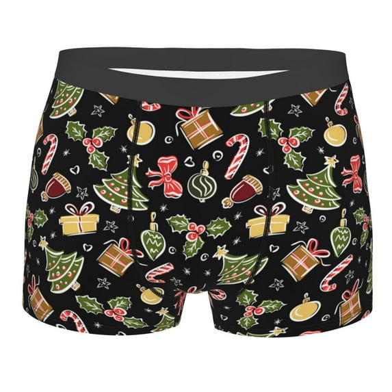 Daiia Christmas Tree Decoration Men's Underwear Boxer Briefs, Cotton Stretch Moisture-Wicking Underwear-Large