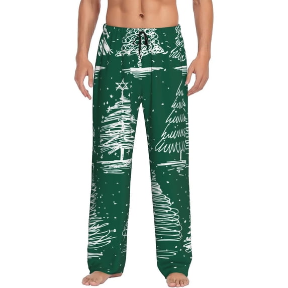 Daiia Christmas Trees Men's Sleep Pant with Pockets and Drawstring,Pajama Pants-X-Large