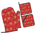 thumbnail image 1 of Daiia Christmas With Cute Deer Pattern Oven Mitts and Pot Holders 4 pcs Set,High Heat Resistant 500 Degree Extra Thicken Long Kitchen Cotton Oven Glove, 1 of 6
