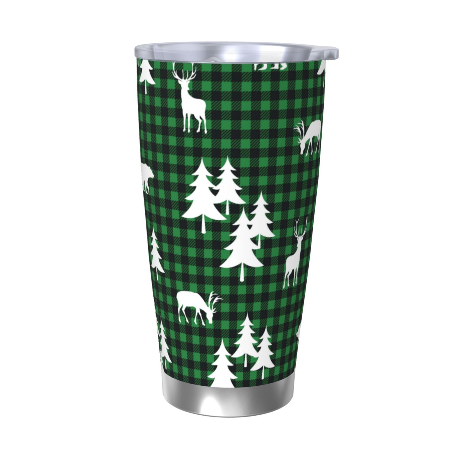 Daiia Christmas tree green plaid Printed 20oz Insulated Coffee Cup with ...