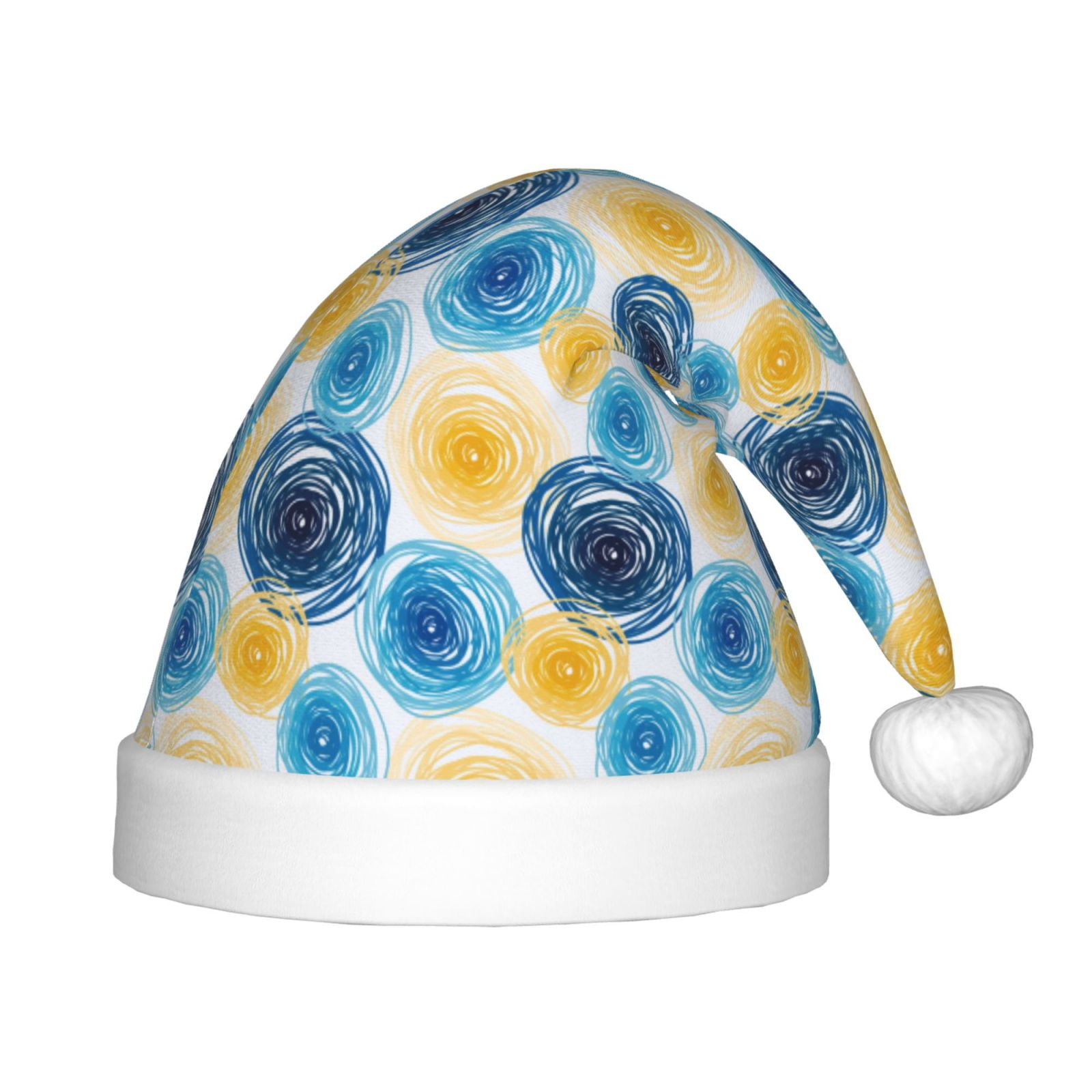 Daiia Circular Print Christmas Knitted Beanie Hat, Large Knit Hat Xmas