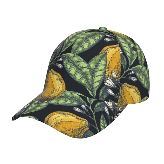 Daiia Citrus Fruits Elegant Lemons print Baseball Cap Men Women Golf Dad Hat Adjustable Original Classic Low Profile Hat Unconstructed Plain Cap