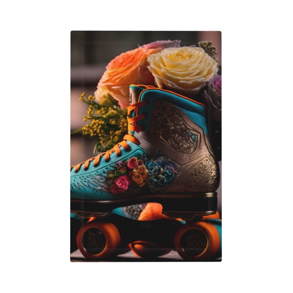 Daiia Classic Floral Blue Skate Shoes Pattern Decorator Wall Plate Child Safe Outlet Cover, Switch and Outlet Covers,Size 1-Gang 5.0" x3.0" , Polycarbonate Thermoplastic-Style V