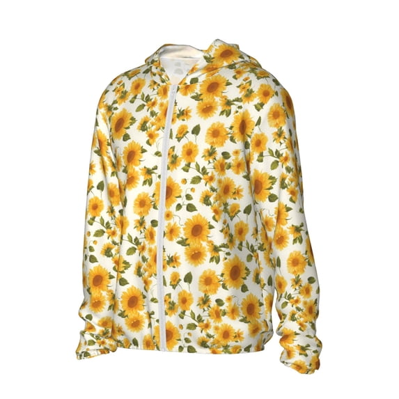Daiia Classical Cute Sunflower UPF 50+ Sun Protection Hoodie Jacket Lightweight Long Sleeve Sun Shirt for Women Men with Pocket Hiking Outdoor-X-Large