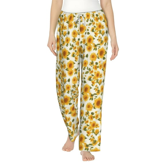 Daiia Classical Cute Sunflower Women's Sleep Pant with Pockets and Drawstring,Pajama Pants-Medium