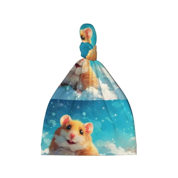 Daiia Cloud Cute Hamster Pattern Baby Beanie Knit Toddler Hat Kids Embroidered Beanies Cap for Girls Boys 0-8 Years