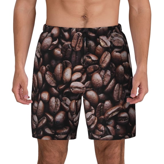Daiia Coffee Bean Mens Swim Trunks Swim Shorts Quick Dry Swim Shorts with Mesh Lining Pockets-XX-Large