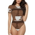 thumbnail image 1 of Daiia Coffee Cafe Cup Women'S Crew Neck Short Sleeve Slim Fit T Shirts Tops Basic Bodysuit Leotard Clothing-X-Large, 1 of 9