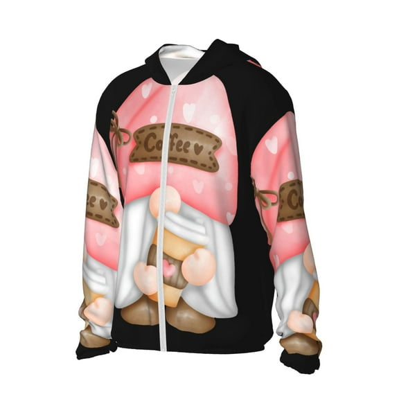 Daiia Coffee Gnome (1) UPF 50 Sun Protection Hoodie Jacket Lightweight Long Sleeve Sun Shirt for Women Men with Pocket Hiking Outdoor-3X-Large