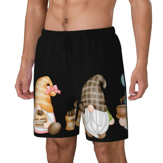 Daiia Coffee Gnome (2) Mens Swim Trunks Swim Shorts Quick Dry Swim Shorts with Mesh Lining Pockets-XX-Large