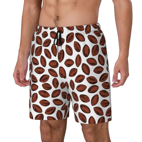 Daiia Coffee Rugby Mens Swim Trunks Swim Shorts Quick Dry Swim Shorts with Mesh Lining Pockets-Small