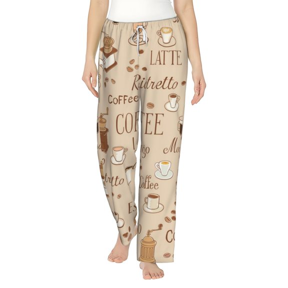 Daiia Coffee Time Women's Sleep Pant with Pockets and Drawstring,Pajama Pants-Medium