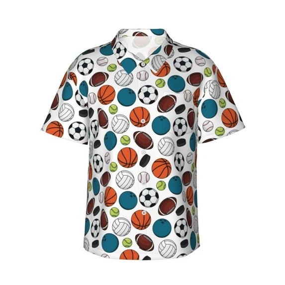 Daiia Color Balls Hawaiian Shirt for Men Gentle Cotton Regular Short Sleeve Casual-X-Large