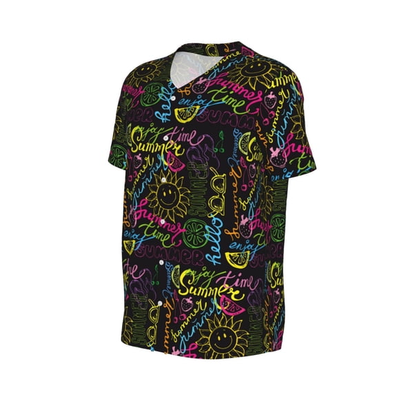Daiia Color Summer Mens Baseball Jersey Button Down Shirts Short Sleeve Sports Uniforms-Small