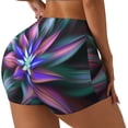 thumbnail image 1 of Daiia Colored Abstract Pattern Women's Workout Shorts Biker Shorts - High Waisted Workout Spandex Tummy Control Gym Running Yoga Shorts-Large, 1 of 8