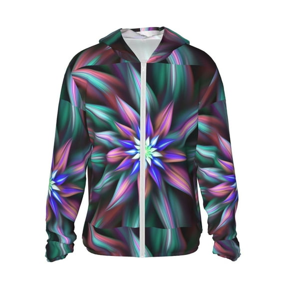 Daiia Colored Abstract UPF 50+ Sun Protection Hoodie Jacket Lightweight Long Sleeve Sun Shirt for Women Men with Pocket Hiking Outdoor-X-Large