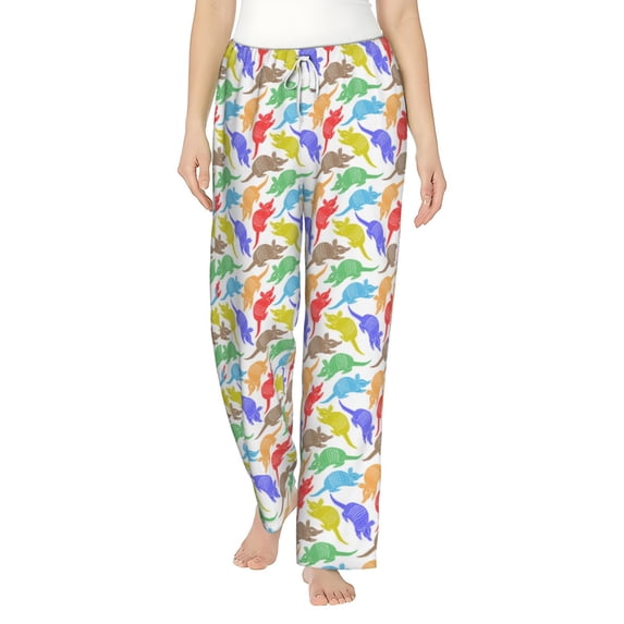 Daiia Colored Armadillos Women's Sleep Pant with Pockets and Drawstring,Pajama Pants-Small