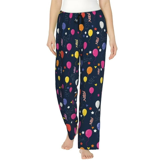 Daiia Colored Balloons Women's Sleep Pant with Pockets and Drawstring,Pajama Pants-X-Large