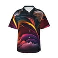 thumbnail image 1 of Daiia Colorful Abstract Wave Motion Hawaiian Shirt for Men Gentle Cotton Regular Short Sleeve Casual-Large, 1 of 9