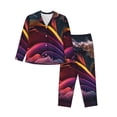 thumbnail image 1 of Daiia Colorful Abstract Wave Motion for Women's Long-Sleeved Pajama Set – Soft & Comfortable Sleepwear Button-Up Pajamas Cozy Lounge Wear-X-Large, 1 of 7