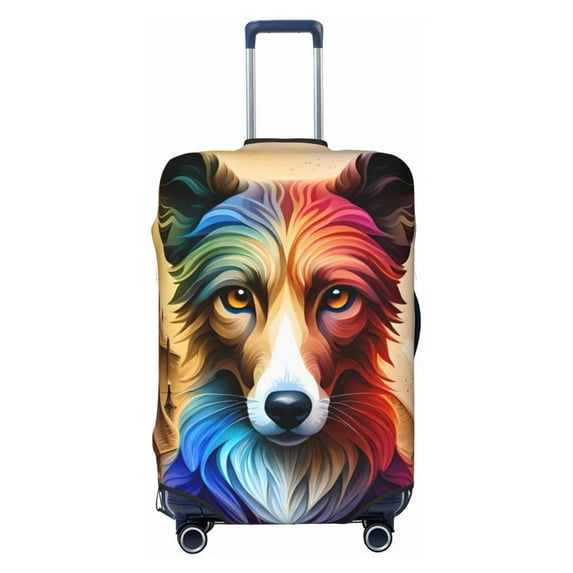 Daiia Colorful Art Dog Luggage Cover, Thickened Washable Travel Luggage Covers, Elastic Unique Baggage Covers for 18-20 inch Luggage-X-Large