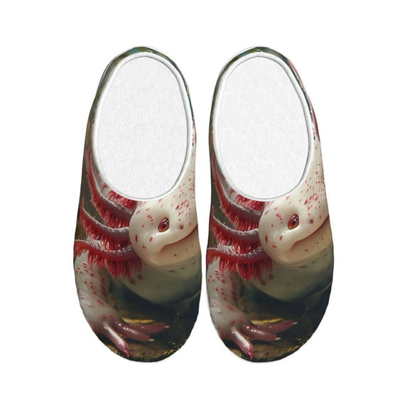 Daiia Colorful Axolotl Underwater Print Women’s Fuzzy Slippers Memory Foam Lightweight House Shoes Cozy Loafer Flannel House Shoes-44/45