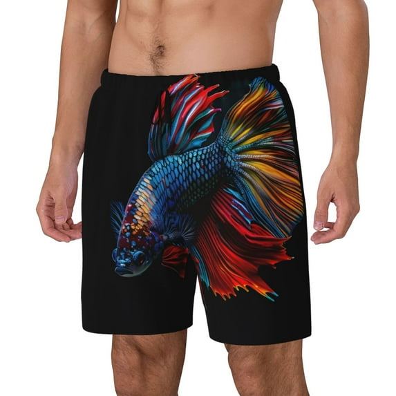 Daiia Colorful Betta Fish Mens Swim Trunks Swim Shorts Quick Dry Swim Shorts with Mesh Lining Pockets-3X-Large