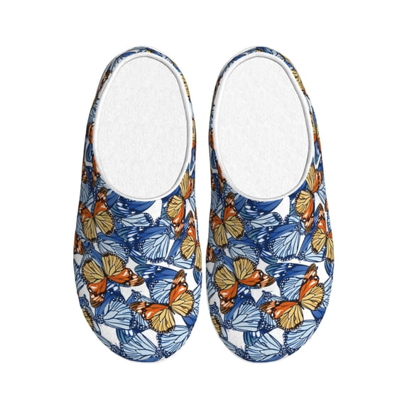 Daiia Colorful Butterfly1 Print Women’s Fuzzy Slippers Memory Foam Lightweight House Shoes Cozy Loafer Flannel House Shoes-42/43