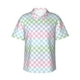 thumbnail image 1 of Daiia Colorful Checkerboard Hawaiian Shirt for Men Gentle Cotton Regular Short Sleeve Casual-XX-Large, 1 of 9