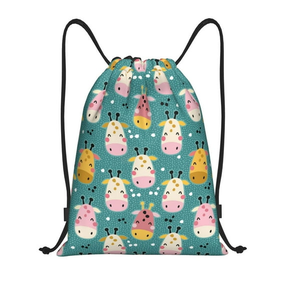 Daiia Colorful Cow Pattern Drawstring Backpack, Gym Bag, Lightweight Backpack, Water-Resistant Bag Travel Sports Backpack, Fitness Bag, Yoga Bag-Small