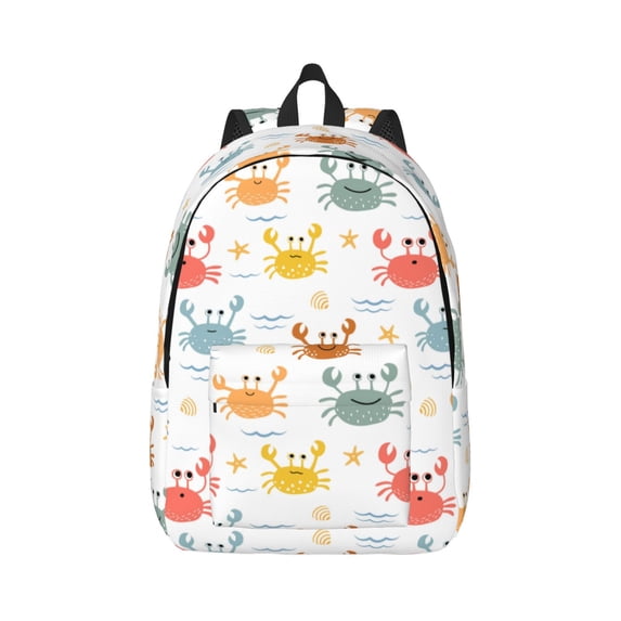 Daiia Colorful Crabs Vintage Canvas Backpack for Men and Women ,Hiking Backpack,Travel Laptop Bag for School,Large Capacity Backpack-Medium