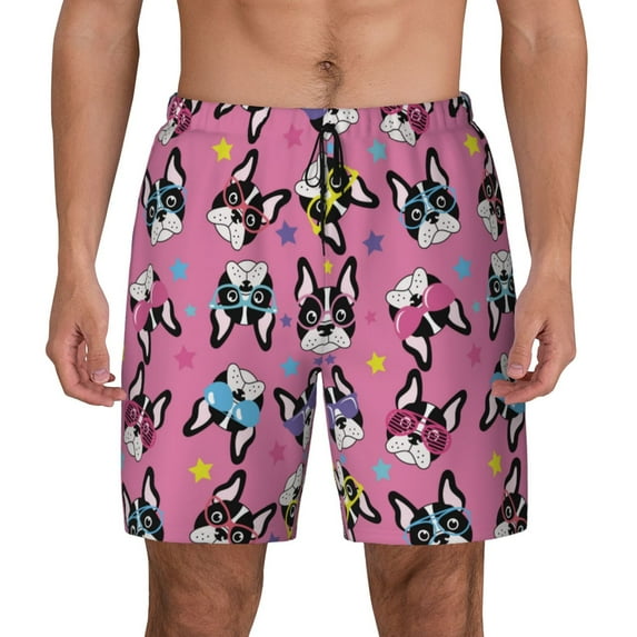 Daiia Colorful Cute French Bulldog Mens Swim Trunks Swim Shorts Quick Dry Swim Shorts with Mesh Lining Pockets-3X-Large
