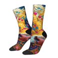 thumbnail image 1 of Daiia Colorful Daisy Sunflower Cow Print Crew Socks – Soft Breathable Long Socks for Men & Women, Moisture-Wicking & Comfortable Daily Wear Socks, One-Size Fits Most (US 5-11), 1 of 6