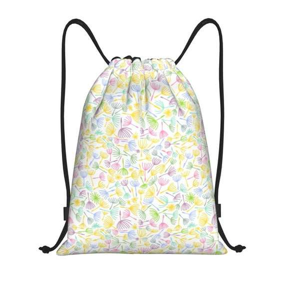 Daiia Colorful Dandelion Pattern Drawstring Backpack, Gym Bag, Lightweight Backpack, Water-Resistant Bag Travel Sports Backpack, Fitness Bag, Yoga Bag-Small