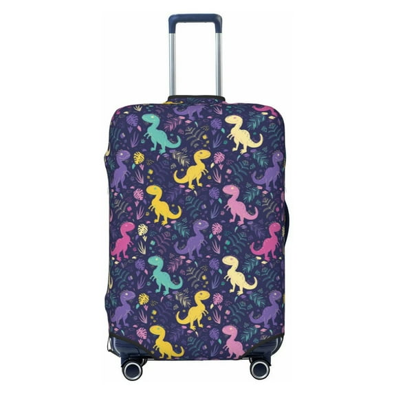Daiia Colorful Dinosaur Luggage Cover, Thickened Washable Travel Luggage Covers, Elastic Unique Baggage Covers for 18-20 inch Luggage-Medium