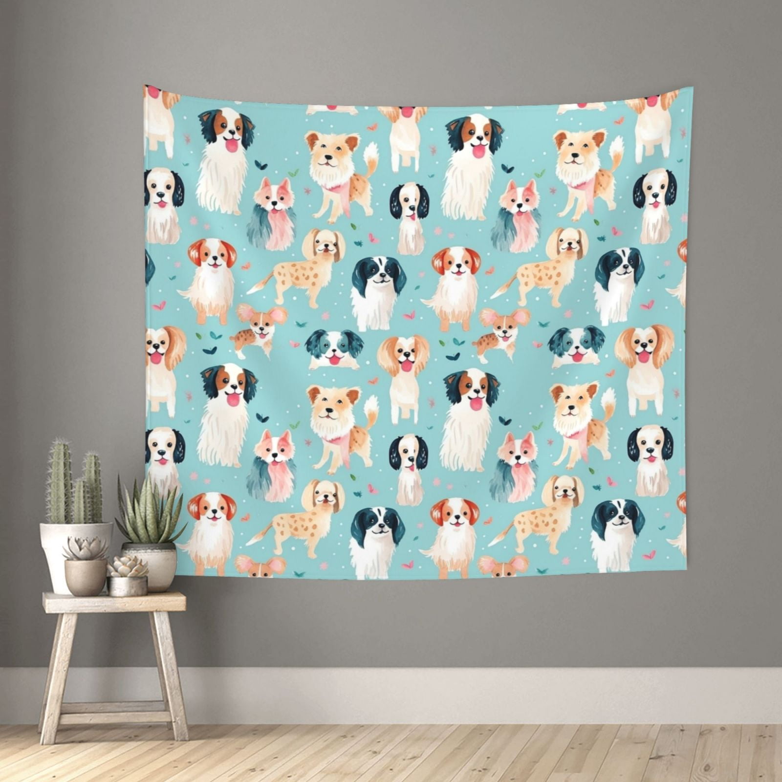 Daiia Colorful Dog Pattern Tapestry 60x51 Inches Wall Hanging Tapestry ...