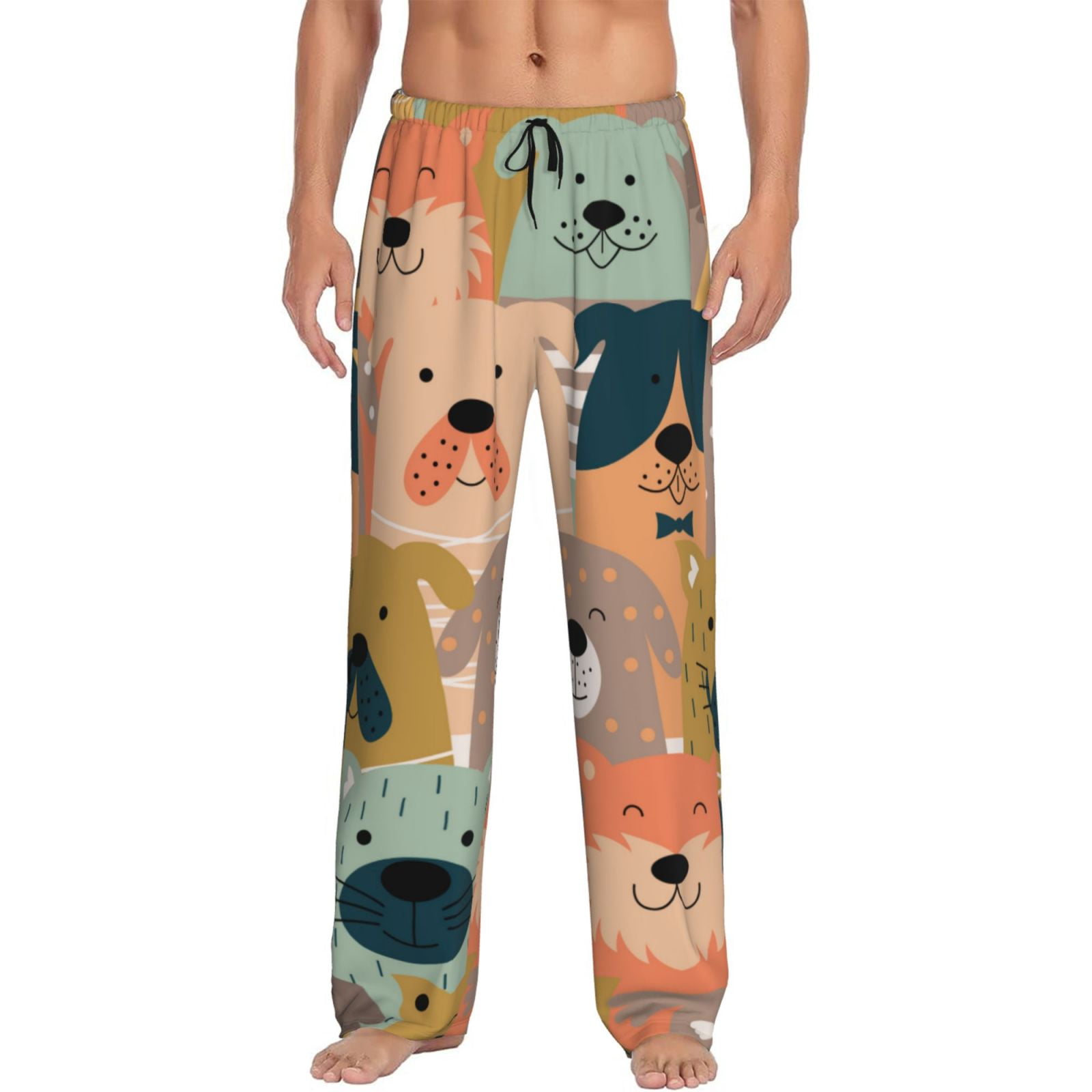 Daiia Colorful Dogs Men's Sleep Pant with Pockets and Drawstring,Pajama