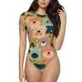 thumbnail image 1 of Daiia Colorful Dogs Women'S Crew Neck Short Sleeve Slim Fit T Shirts Tops Basic Bodysuit Leotard Clothing-Large, 1 of 9