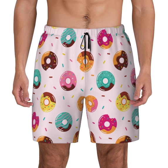 Daiia Colorful Donuts Mens Swim Trunks Swim Shorts Quick Dry Swim Shorts with Mesh Lining Pockets-3X-Large