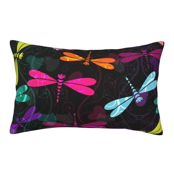 Daiia Colorful Dragonflies Bedding Waterproof Pillow Protector Zippered Queen – Bed Bug Proof Pillow Encasement-16"x24"