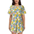 thumbnail image 1 of Daiia Colorful Duck Pattern Womens Pajama Sets Short Sleeve Pajamas for Women Sets Soft Lounge Sets Casual Round Neck Sleepwear PJS-Small, 1 of 7