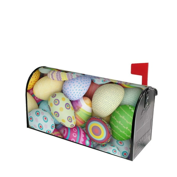Daiia Colorful Easter Eggs Mailbox Cover , Magnetic Welcome Mailbox Wraps Post Letter Box Cover for Garden Yard Home Decor-21x18 in