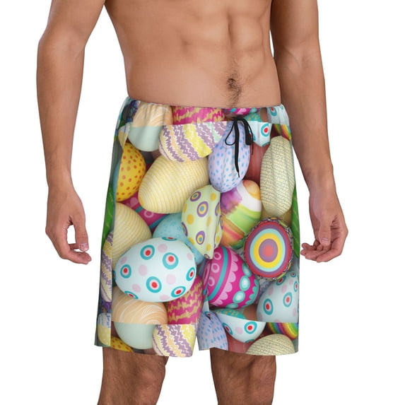 Daiia Colorful Easter Eggs Mens Woven Stretch Pajama Short,Short Pajama Pants-Large