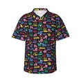 thumbnail image 1 of Daiia Colorful Excavator Hawaiian Shirt for Men Gentle Cotton Regular Short Sleeve Casual-Large, 1 of 9