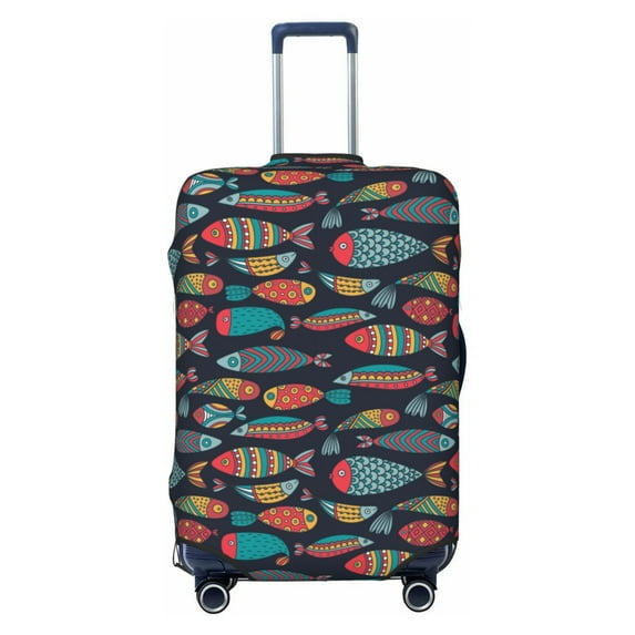 Daiia Colorful Fish Luggage Cover, Thickened Washable Travel Luggage Covers, Elastic Unique Baggage Covers for 18-20 inch Luggage-X-Large