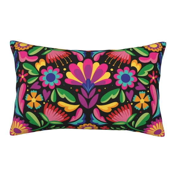 Daiia Colorful Floral Embroidery Mexican Bedding Waterproof Pillow Protector Zippered Queen – Bed Bug Proof Pillow Encasement-14"x20"